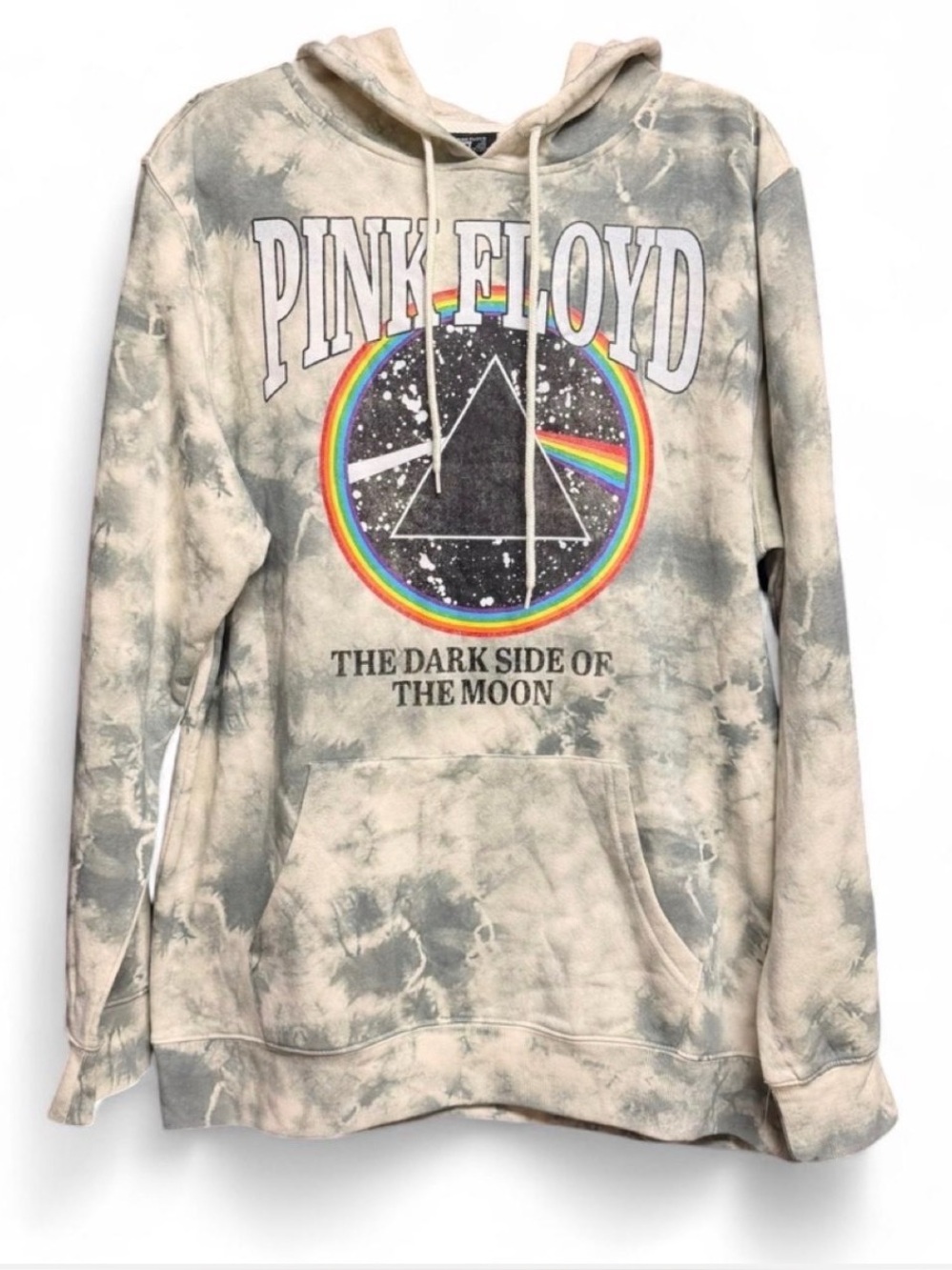 Pink Floyd "The Dark Side of the Moon" Tie-Dye Hoodie - Rainbow Graphic
